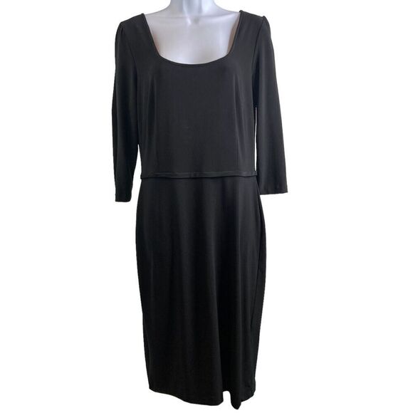 Leona Edmiston Frocks Women's Black Midi Dress Size M Office Goth Witchy Career - Picture 1 of 11